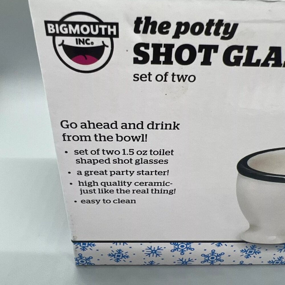 BigMouth Inc Shot Glass Toilet Set The Potty Ceramic Lot 2 Set's New In Box - Picture 2 of 4